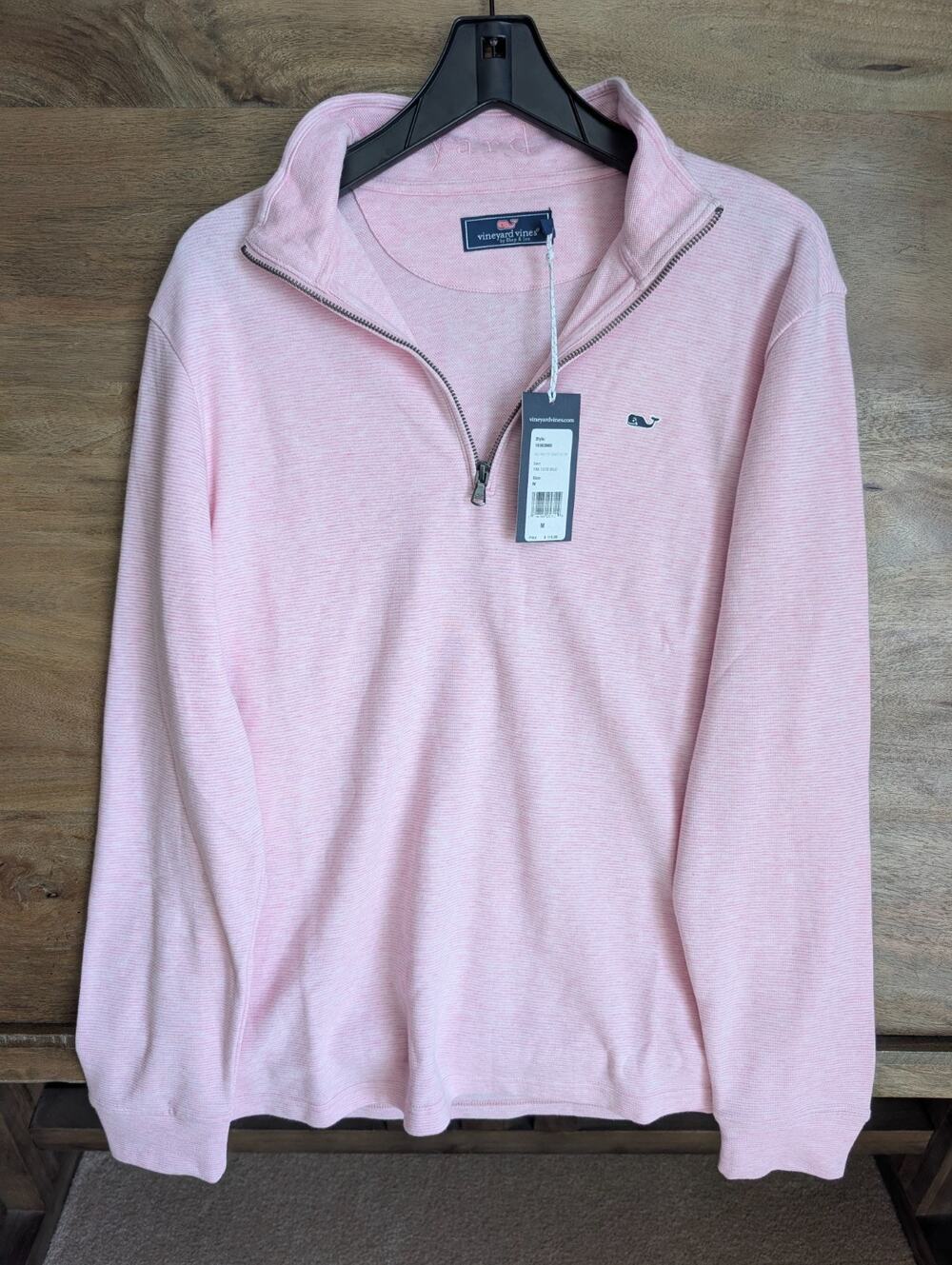 Vineyard Vines Saltwater Quarter Zip Sweater Mens M Pink Cotton Blend NWT